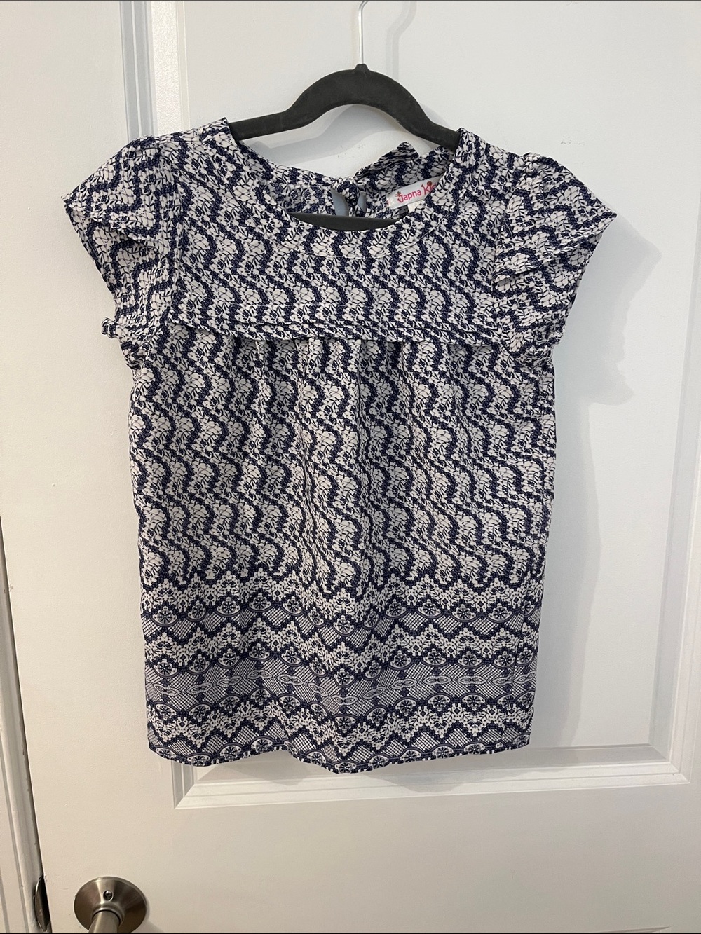 Nautica Girls' Navy & White Patterned Short-Sleeve Top